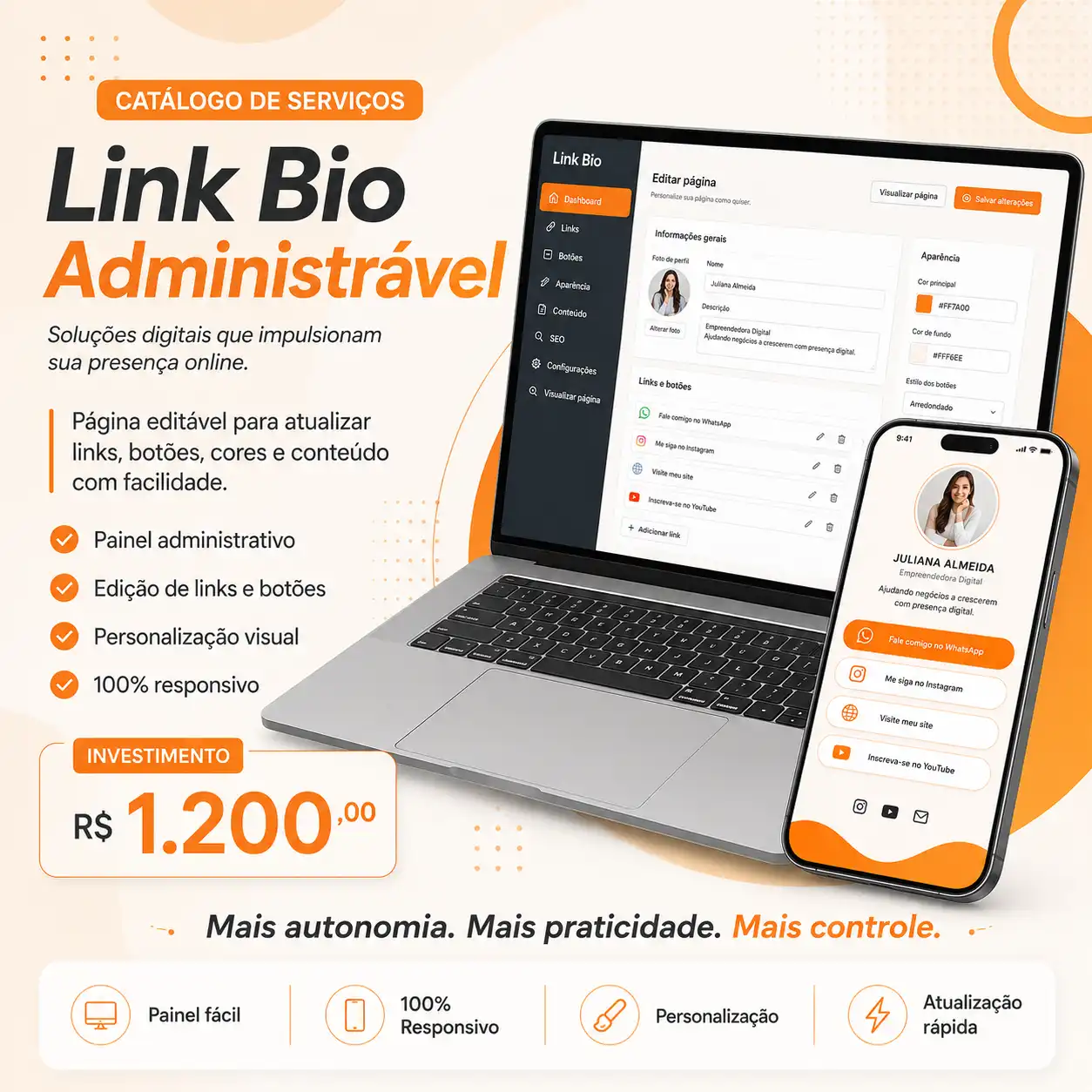 Link Bio com Painel Administrativo